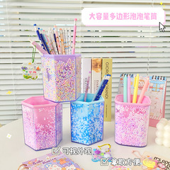 Creative foam pen holder student desktop storage round square transparent acrylic style ornament storage pen holder