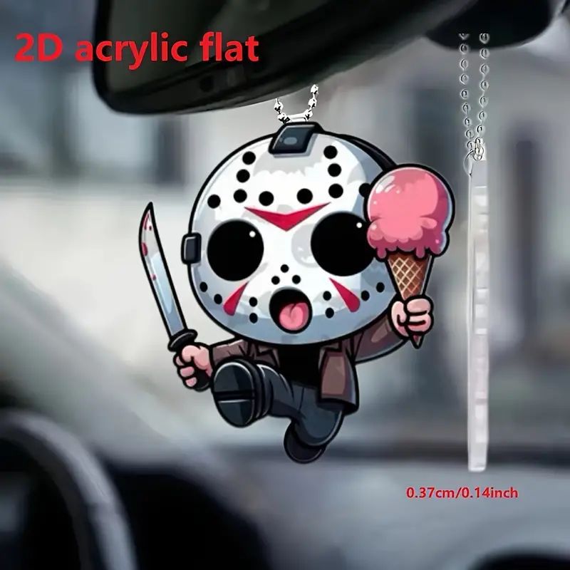 Halloween nueva máscara creativa personaje colgante plano transfronterizo coche retrovisor colgante colgante llavero