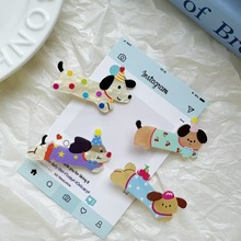 新款卡通腊肠小狗亚克力发夹甜美少女心可爱刘海夹边夹发卡发饰