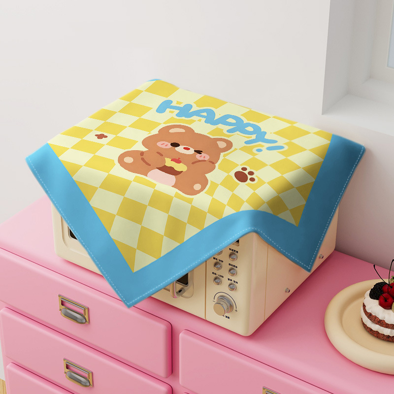 Cute Cartoon Dopamine Small Square Cloth for Home Use, Microwave Oven and Air Fryer Cover, Dustproof Cover for Tea Cups and Trays