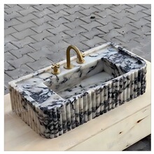 天然大理石宝格力卡紫立柱盆洗手台一体盆洗漱台洗脸洗手盆台上盆