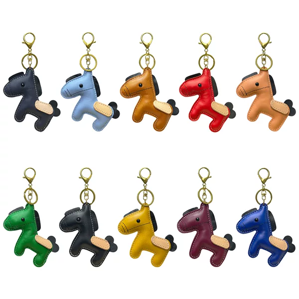 Trendy genuine leather pony pendant first layer cowhide all-match bag cute trendy car key pendant bag pendant