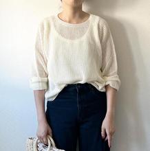 2023秋季新款乐天ins热销宽松显瘦日系网眼镂空针织衫长袖上衣女