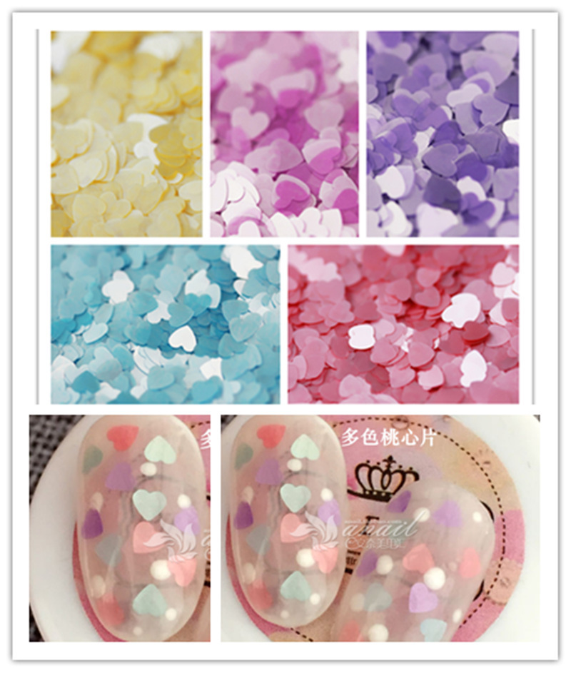 ultra thin matte multicoloured nail sequins heart shaped for nails