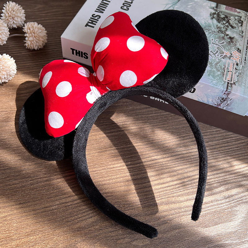 Cartoon Mickey Headband, Quirky Non-Slip Plush Headband for Washing Face, Party Headwear, High Crown Design, Internet Celebrity Must-Have for Amusement Parks