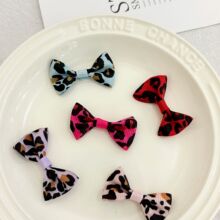 跨境爆款豹纹包腰蝴蝶结半成品diy发夹鞋帽服装辅料领结蝴蝶结批