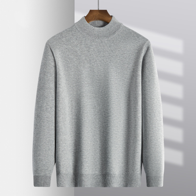 Great Value Brand Thickened Men's Sweater with Half-High Collar, Warm Autumn and Winter Long-Sleeve Base Knitwear for Men