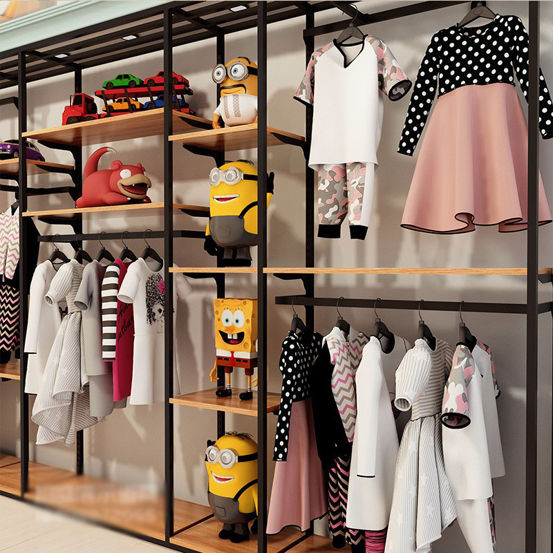 Tienda de ropa para niños creativos estante de exhibición de ropa stand gabinete de exhibición de piso exhibición de ventas maternal e infantil comprar estante de ropa para niños