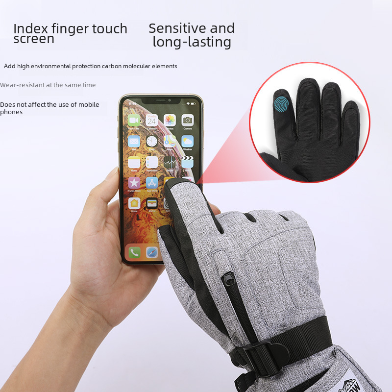 Men's ski gloves warm winter windproof velvet ski non-slip sports waterproof cold-proof touch screen velvet gloves_maomaolike.com
