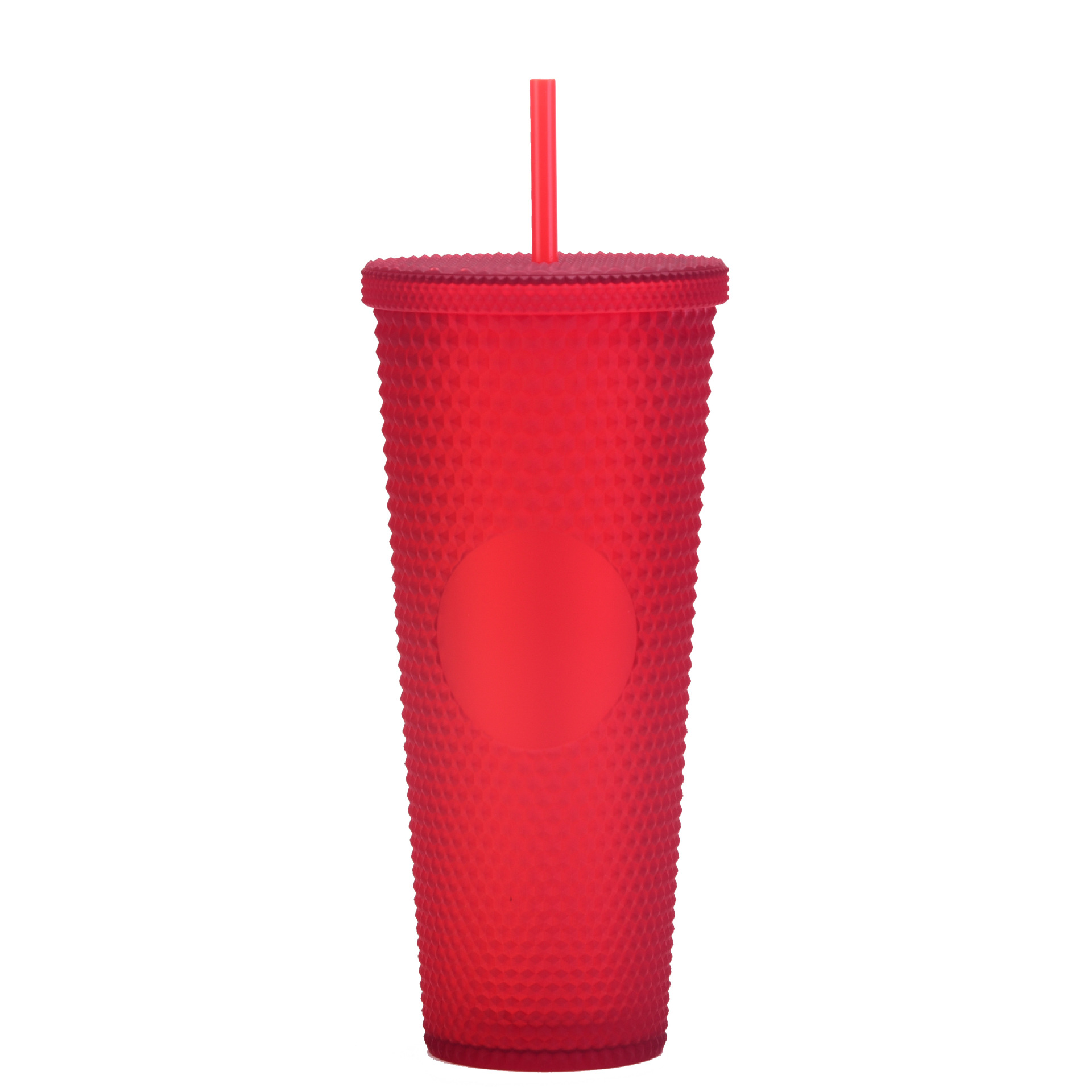 Suministro directo de fábrica de doble capa de paja de plástico taza de gran capacidad creativa 710ml taza Durian taza de mano portátil taza de diamante