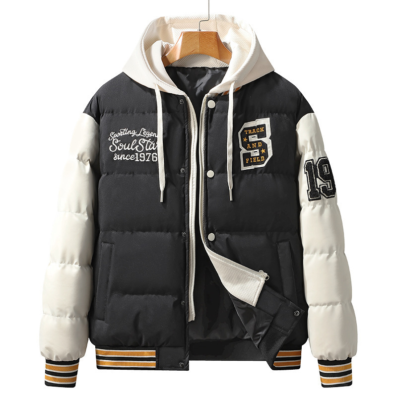 Men's Slim-Fit Hooded Baseball Jacket – Korean Streetwear Cotton Coat For Winter (L-4XL, Warm & Stylish Urban Outerwear)_voghion.com