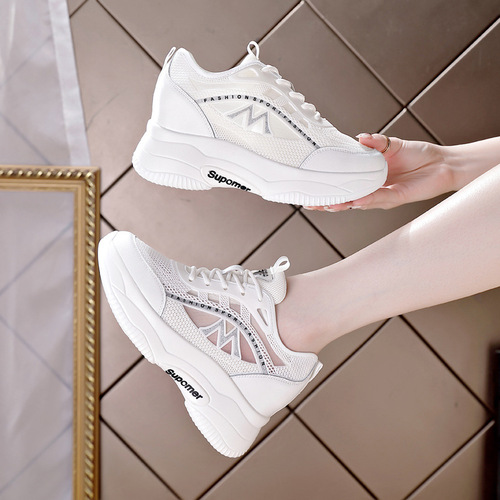 Trendy Sunday  Autumn New Net Shoes Wholesale Flat Casual Sandals Heightening Shoes Student Women's Net Shoes