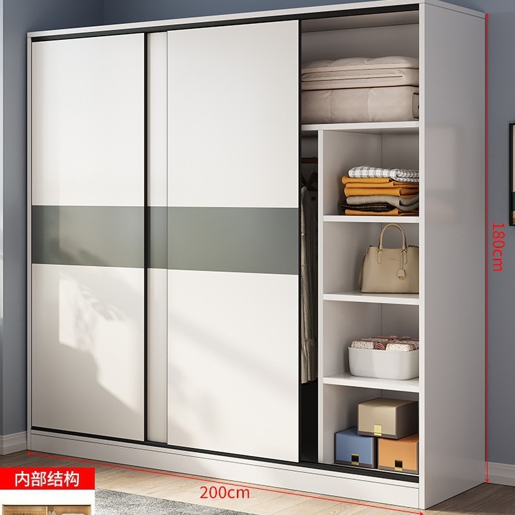 推拉门衣柜家用卧室出租房经济型简易柜子结实耐用实木质儿童衣橱|undefined