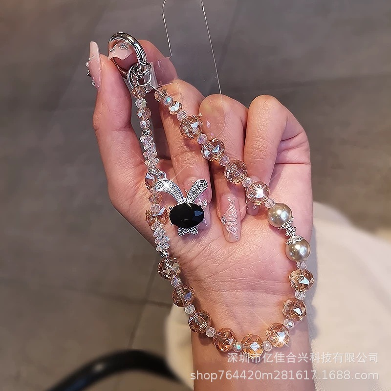 Nuevo cristal perla cordón de cristal con cuentas cadena de teléfono móvil colgante al por mayor sueño conejo colgante de diamantes de imitación comercio exterior transfronterizo