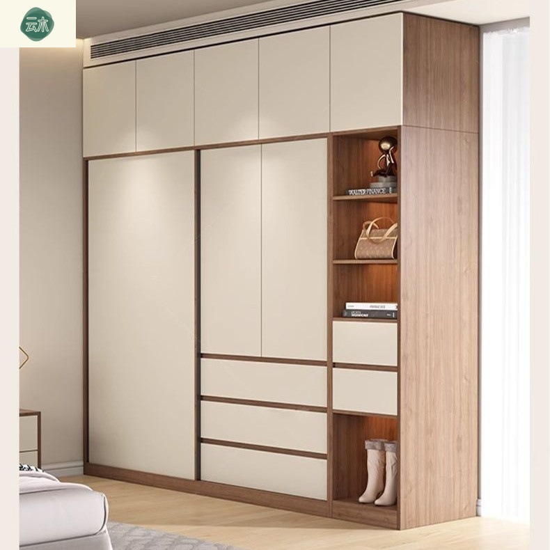 Home Bedroom Solid Wood Wardrobe Modern Simple Storage Storage Cabinet Popular Children's Room Wardrobe Wardrobe Storage Cabinet