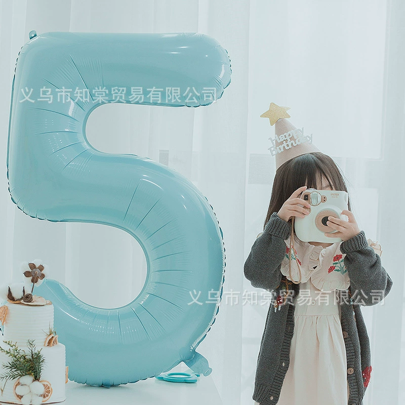 Отдельная упаковка 40-дюймовый жемчужно-синий жемчужный порошок цифровой алюминиевый пленочный воздушный шар для детей 100 дней для украшения свадебного орнамента