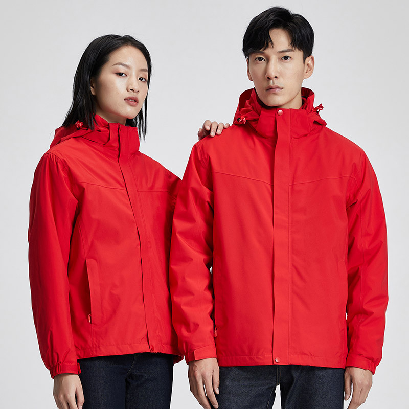 Chinese Red Jacket Outdoor Women's Three-In-One Fleece Jacket Men's 25 Autumn and Winter Windproof and Waterproof Jacket Mountaineering Jacket Women