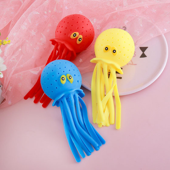 Cross-border Absorbent Octopus Creative Bathing Water Play Toy Beach Boys Swimming Pool Decompression New Water Spray Octopus Pinch