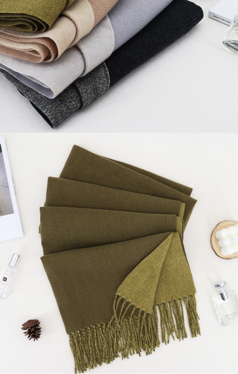 Zweifarbiger, länglicher Kaschmirschal, hochwertiger Schal für Damen im Herbst und Winter, warmer Schal für Herren_voghion.com