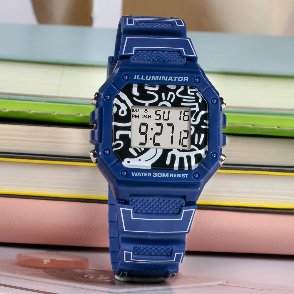 Alto valor facial simple hembra y hembra alarma de estudiantes nocturna reloj electrónico cronógrafo deportivo de escuela secundaria al por mayor