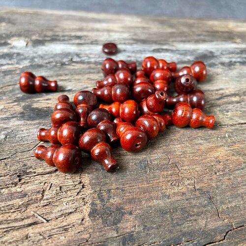 Factory Direct Sale Wooden Gourd Handle Piece Zitan and Ebony Integrated Red Wood Small Gourd Pendant Decor Accessory DIY Necklace