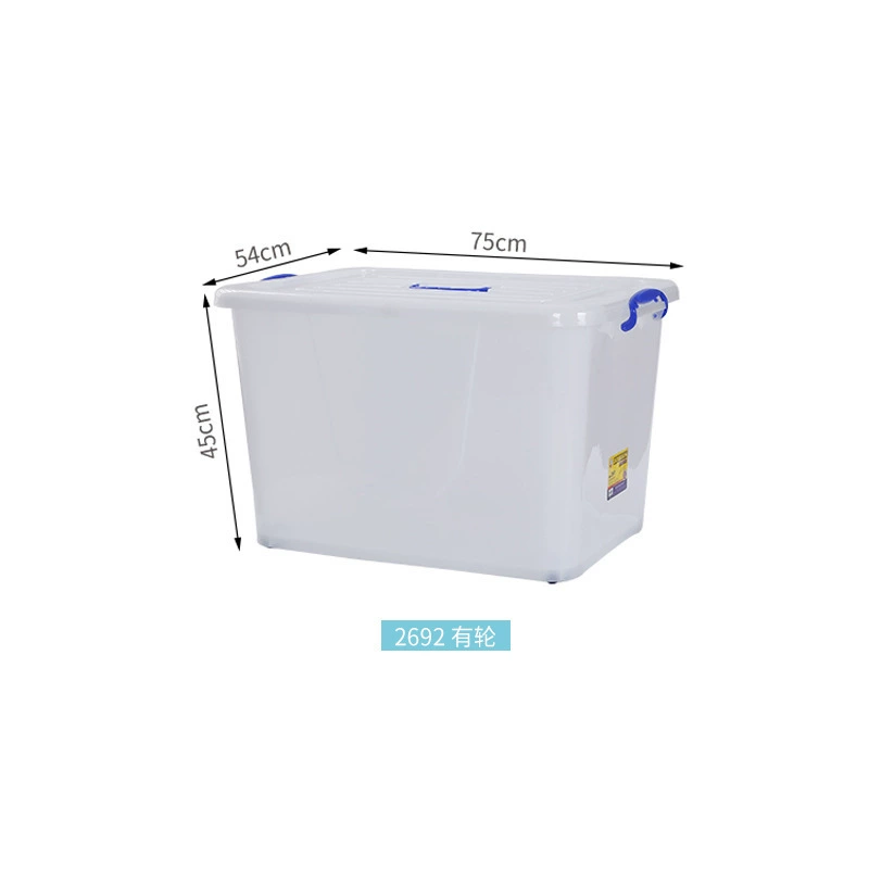 Transparent plastic storage box with lid and handles, stackable, multiple extra‑large sizes (cm)