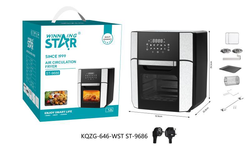 Winningstar estándar británico estándar europeo de gran capacidad 12l frito pollo papas fritas huevo barbacoa multi-función freidora de aire