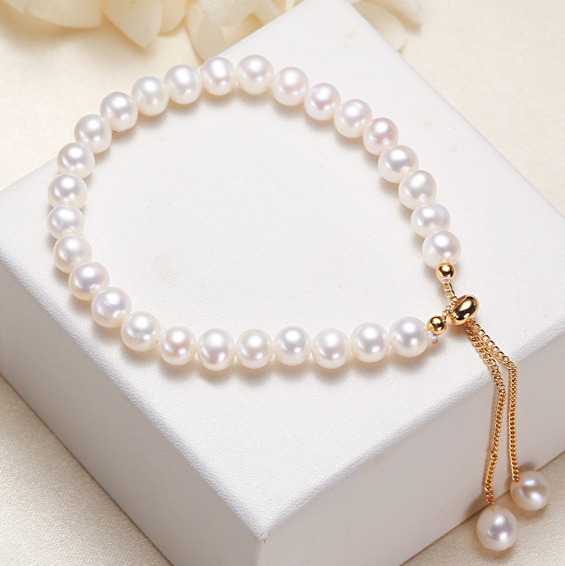 Suministro directo de pequeñas joyas, cuentas, puesto, fuente de pulsera de perlas, pulsera de perlas, pulsera de perlas de agua dulce barroca, mujer