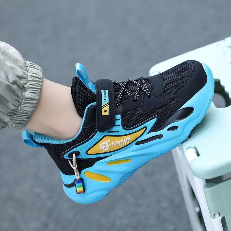 Zapatos casuales de cuero de malla para niños grandes al por mayor, zapatos para niños antideslizantes y resistentes al desgaste, zapatos deportivos, zapatos para correr de primavera y otoño