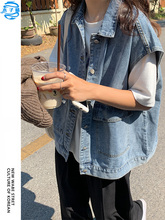 牛仔马甲女春秋2025新款小个子外穿宽松大码工装休闲坎肩背心马夹