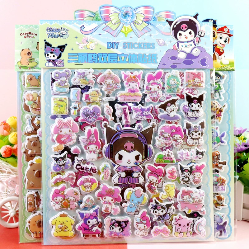 Детский мультфильм двухслойный кубический куроми Мелоди одеваются наклейки стерео большой Kabibara Bubble стикер