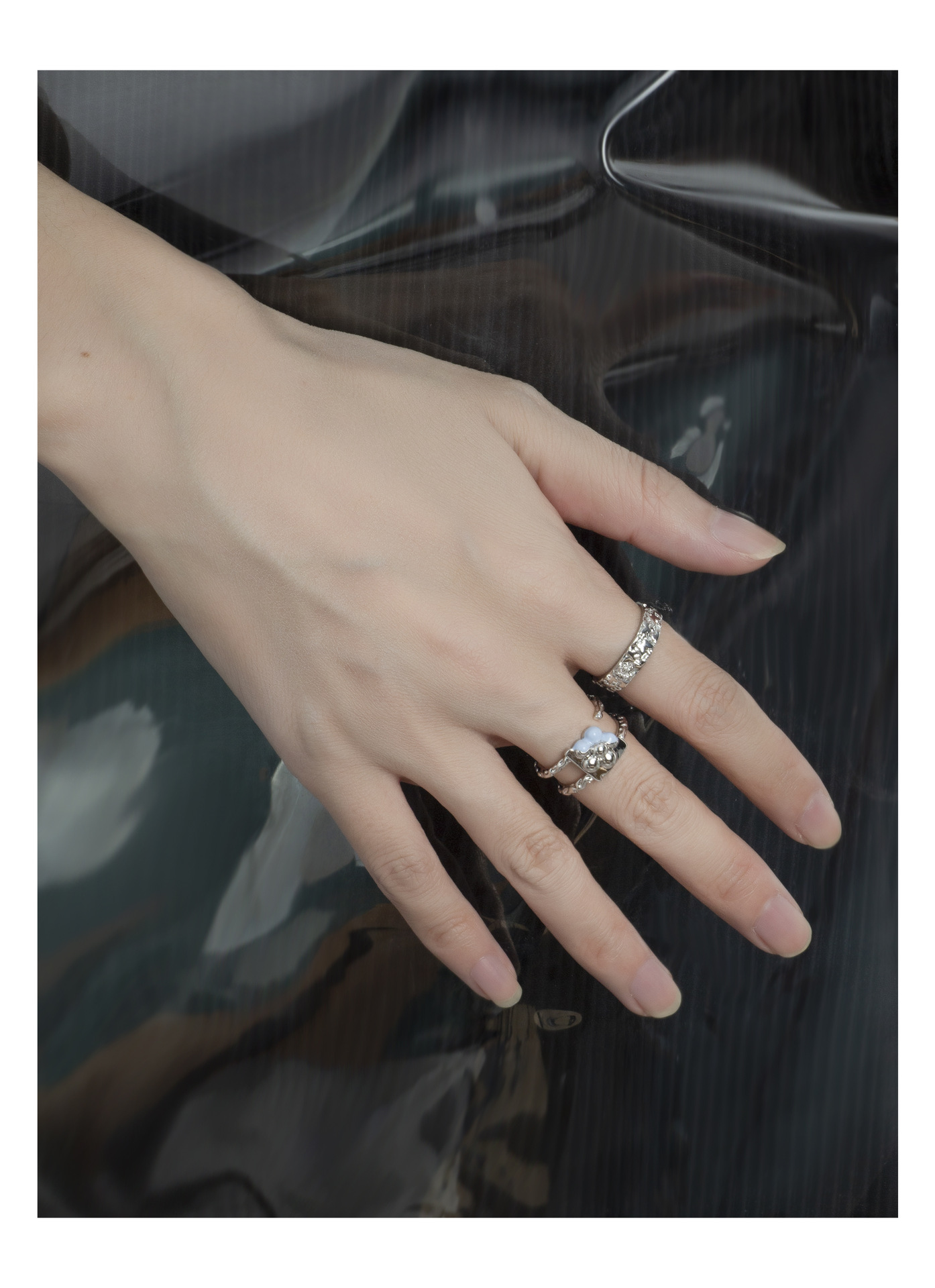 Fashion Flower Copper Epoxy Open Ring