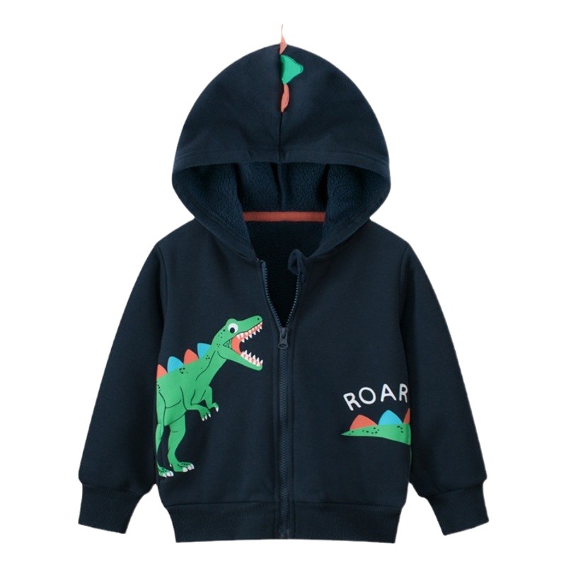 27 niños transfronterizos ropa para niños otoño e invierno abrigo para niños forro polar tejido dinosaurio cremallera Bebé Ropa para niños al por mayor