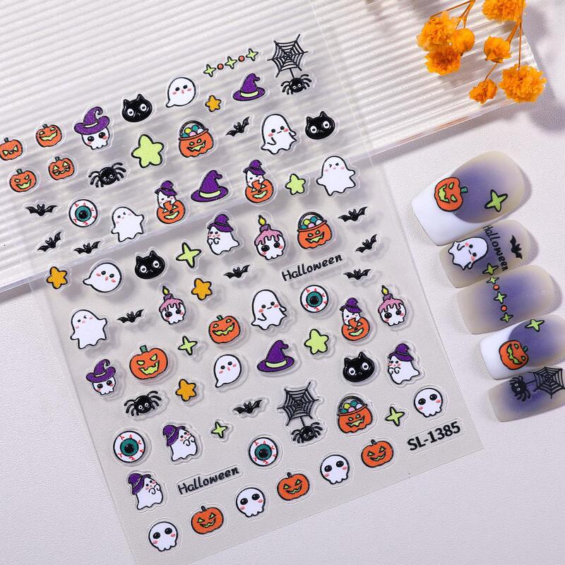 Halloween Element Nail Stickers 5D Embossed Stereo Ghost Pumpkin DIY Kidsren's Nail Stickers Jewelry Sl Style