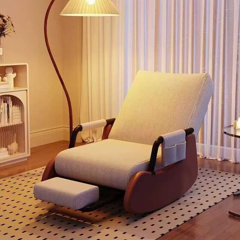 Nordic Style Rocking Chair, Recliner for Adults, Suitable for Sleeping and Napping, 2025 New Model, Balcony Home Leisure Chair