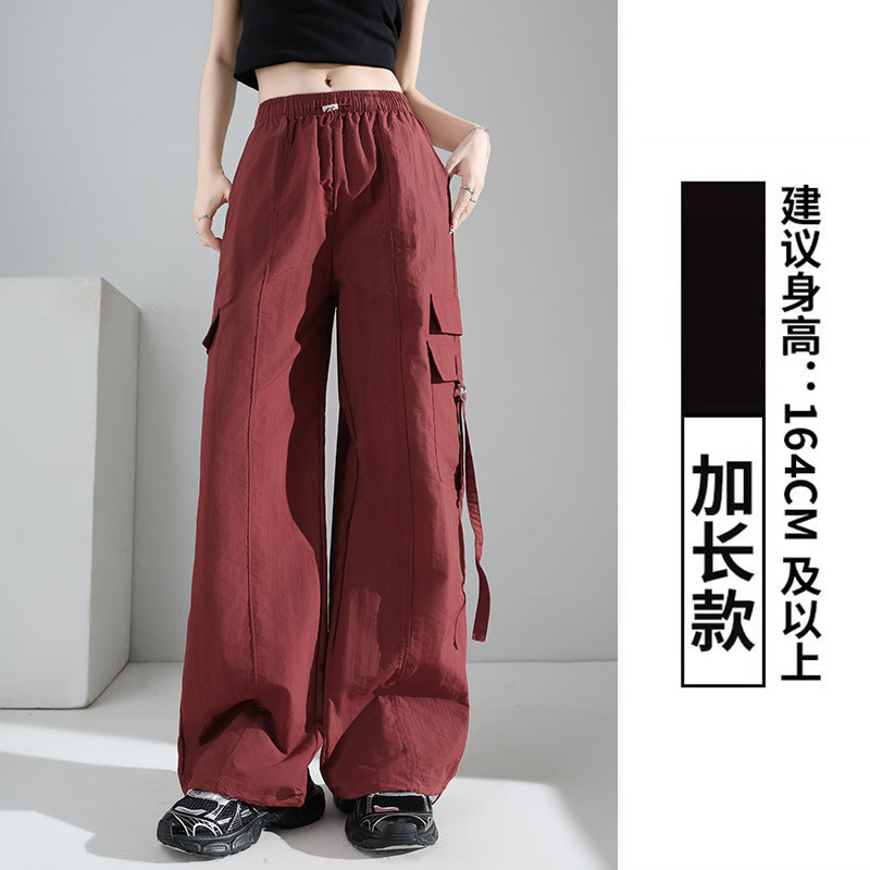 灰色降落伞工装裤女2025新款高腰休闲户外爬山直筒冰丝速干运动裤|undefined