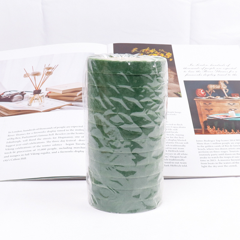 Fábrica directa floral cinta verde material de embalaje floral ramo de flores varillas de flores jardinería material de tela verde DIY