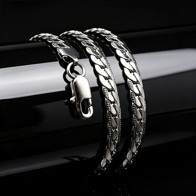temu new men's 5mm necklace nk embossed Cuban necklace bracelet anklet trendy bracelet set