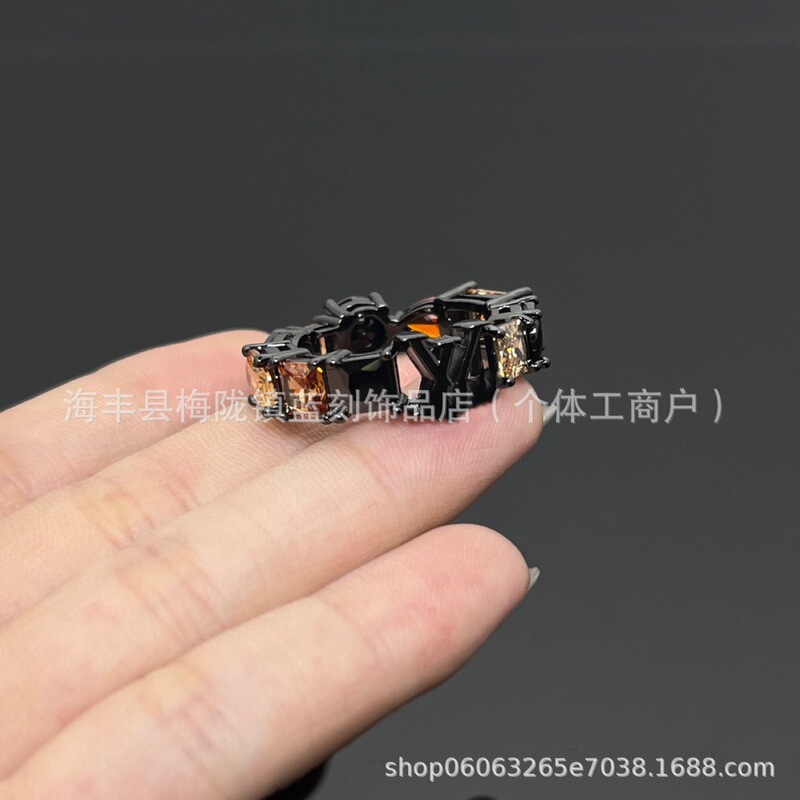 驴家饰品黑色戒指水钻网红戒指贝母四叶草驴家戒指钛钢驴家戒指|undefined