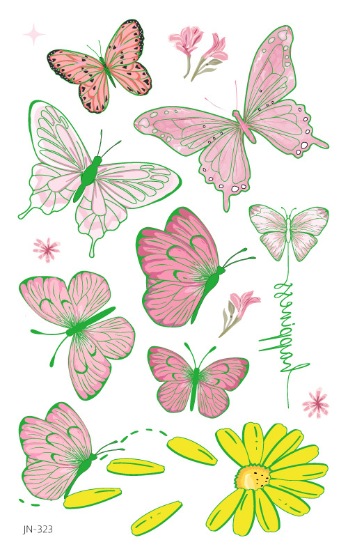 Venta caliente en el extranjero sudor impermeable luminoso dibujos animados lindo mariposa tatuaje pegatinas de larga duración protección ambiental luminosa tatuaje de los niños