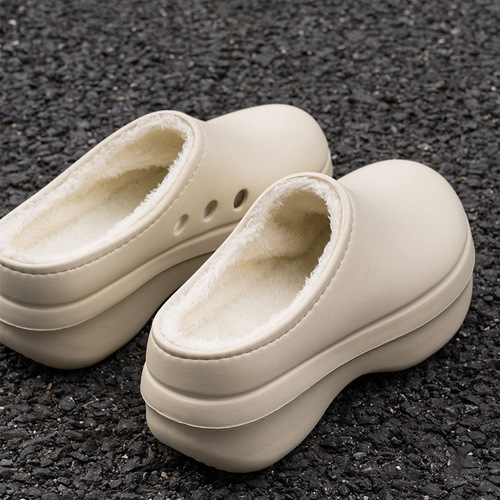 New cotton slippers for women in winter indoor home non-slip muller shoes for exterior wear Baotou waterproof chef shoes for men