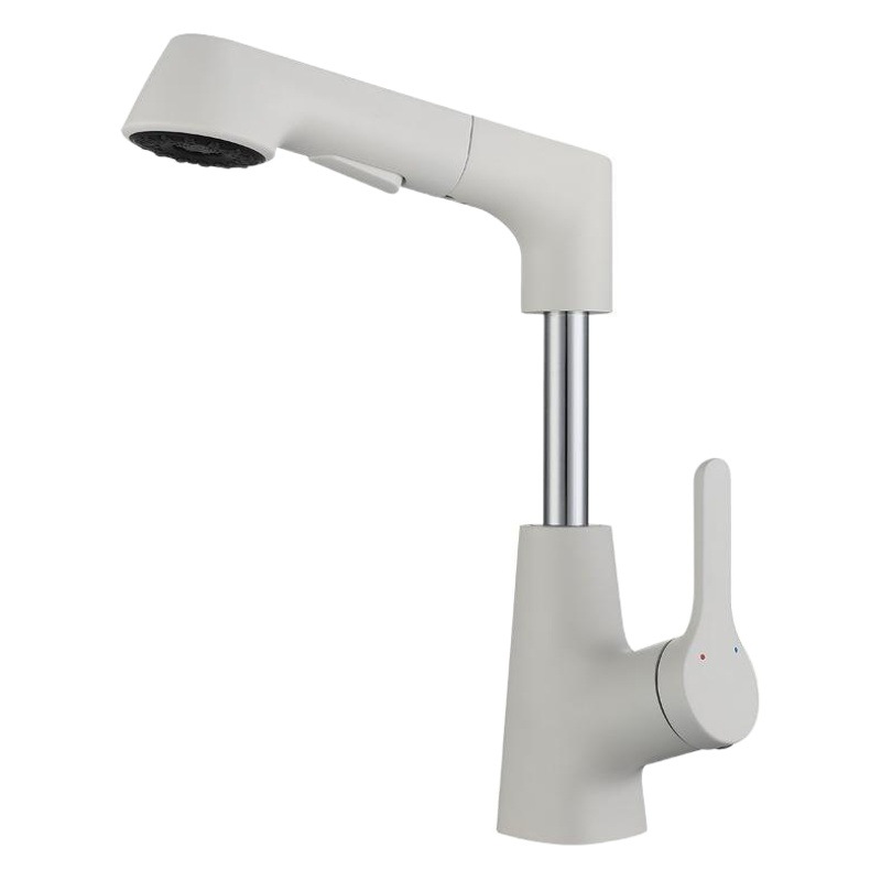 La vida de la canción pistola gris lavabo grifo pull-out universal a prueba de salpicaduras grifo de elevación del comercio exterior