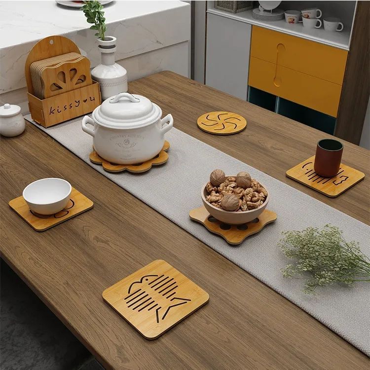 mesa de comedor casera almohadilla de aislamiento térmico cocina de bambú tazas almohadilla platos almohadilla de madera resistente a altas temperaturas