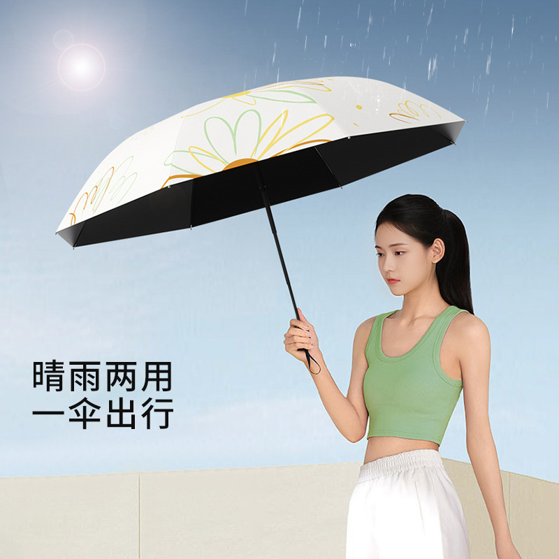 工厂直销雨伞大号晴雨两用遮阳伞防晒防紫外线黑胶折叠批发广告伞|undefined