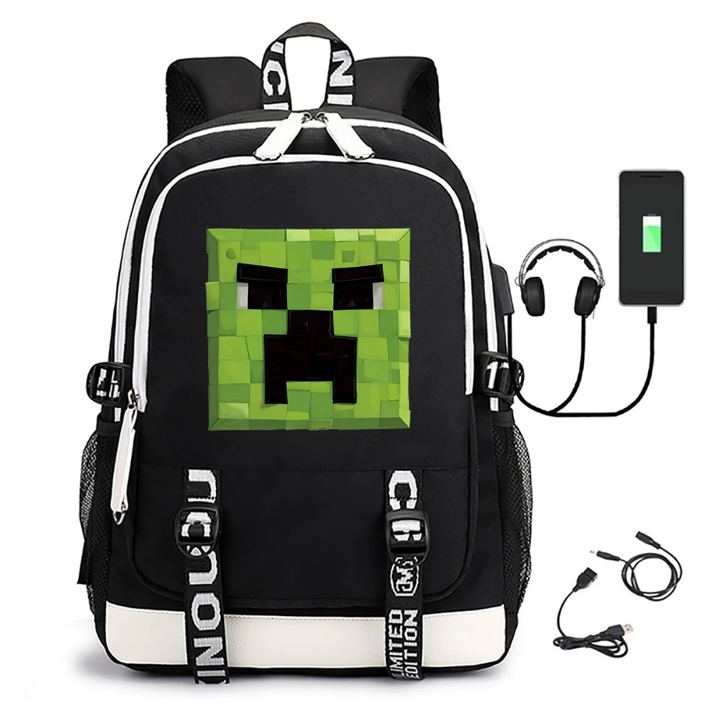 Рюкзак 2025 Minecraft фильм рюкзак USB молодежная дорожная сумка для ноутбука
