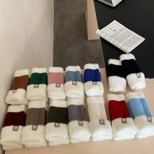 韩版韩式针织手套女半指手套毛绒加厚保暖高级感通勤百搭手套