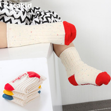 宝宝秋冬袜子男女儿童彩色点点纱童袜婴幼儿棉袜防滑中筒袜批发