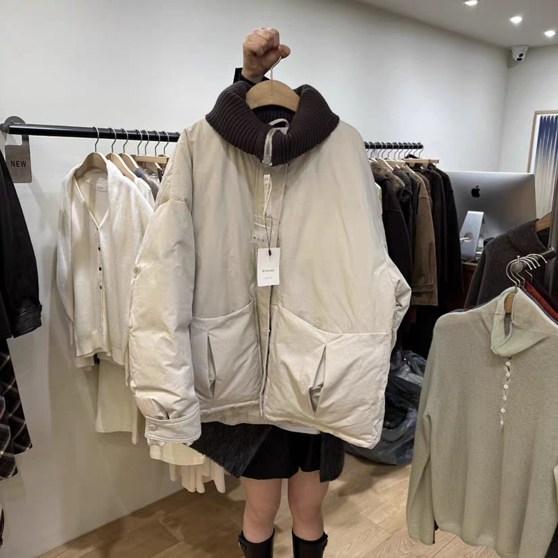 In-Stock 2026 Winter New Korean Dongdaemun Knit Patchwork Turn-Down Collar Zipper Pocket 90% Duck down Jacket Coat In-Stock 2026 Winter New Korean Dongdaemun Knit Patchwork Turn-Down Collar Zipper Pocket 90% Duck down Jacket Coat