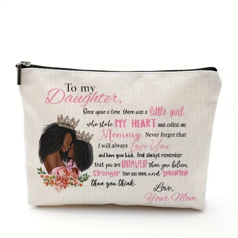 Cross-border Amazon Temu popular negro patrón de lino de doble cara impresión bolsa de cosméticos bolsa de cremallera para las mujeres