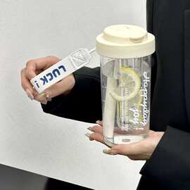 高颜值花茶杯tritan夏季运动男女生茶漏提绳塑料杯翻盖礼品吸管杯